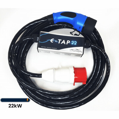 e-Tap | Mobile Ladestation | 32A 22kW 3Phasig | Typ2 | 7Meter Kabel | TESLA Chargeport-Opener
