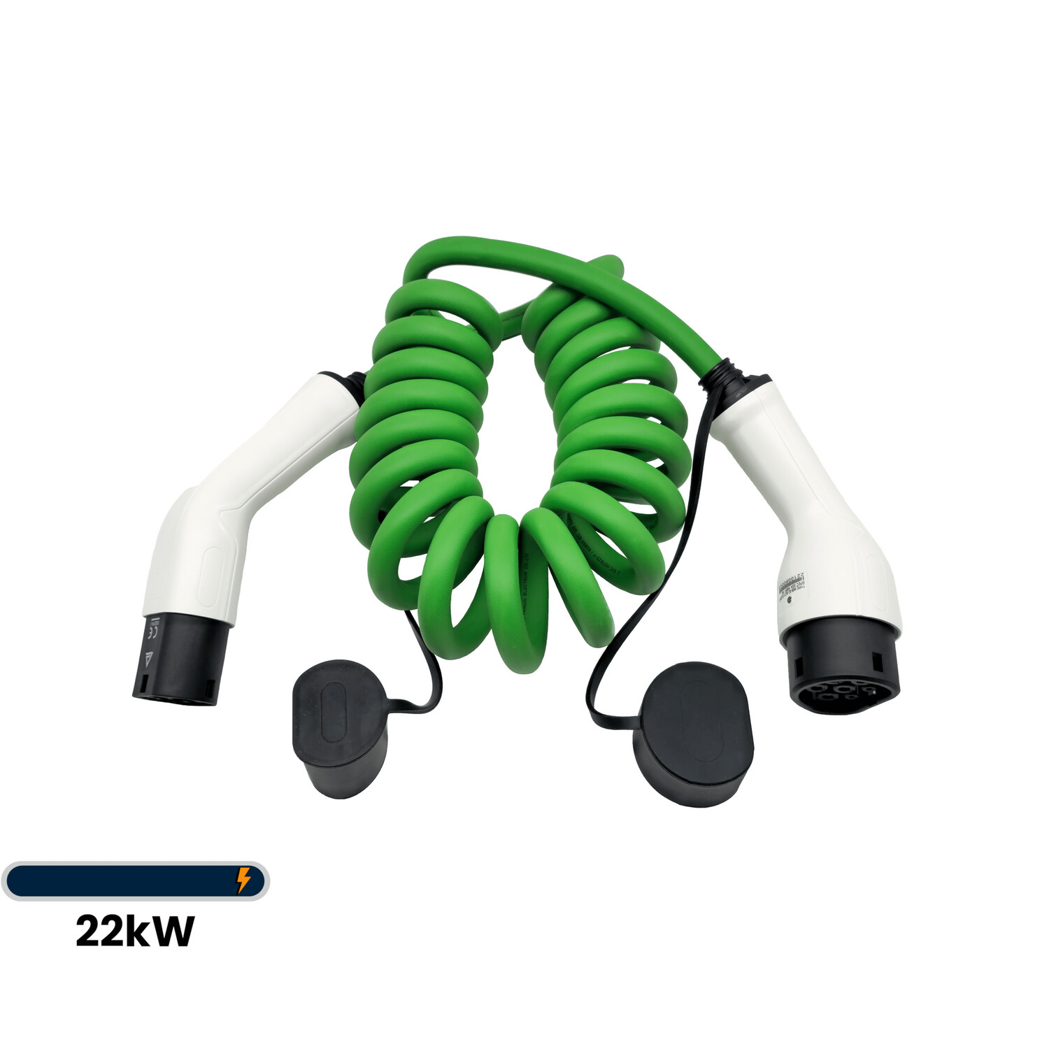 EVexpert | E-Auto Ladekabel - Spiralisiert | 32A 22kW 3Phasig | Typ2 | 5  oder 7 Meter
