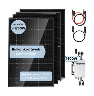 Balkonkraftwerk 1760W | Mini-PV Solar |  Bifazial | Hoymiles | WIFI, APP | Komplettset