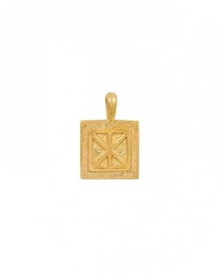 TAJ SQUARE COIN PENDANT MGANGA, GOLD PLATED TAJ SQUARE COIN PENDANT MGANGA, GOLD PLATED