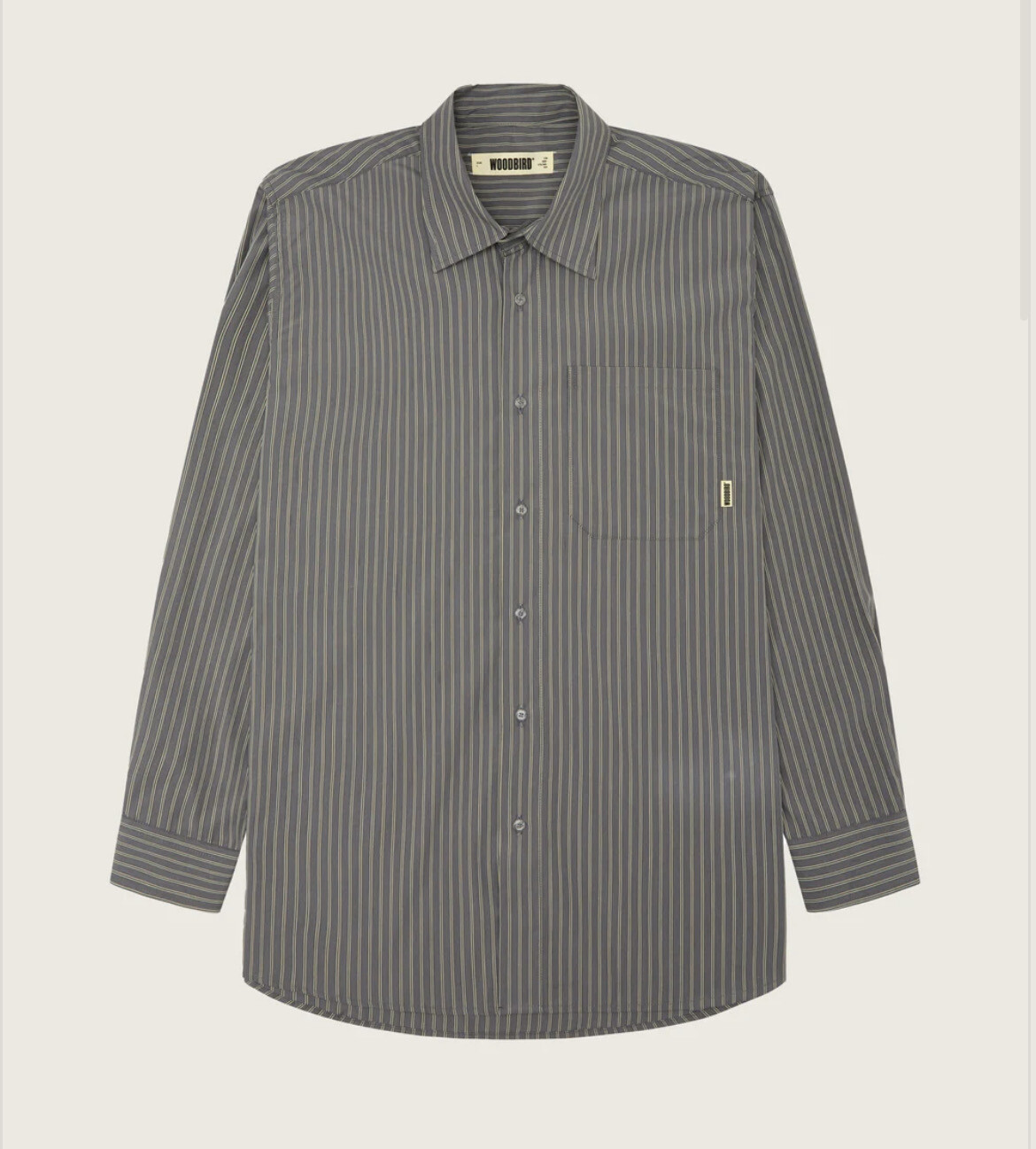 Woodbird Yuzo Stripe Shirt Antra Grey 2336-705