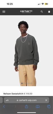 Carhartt WIP Nelson Sweat Charcoal Garment dyed I029957 Z24