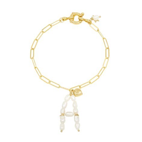 Golden Bracelet with Pearls Letter