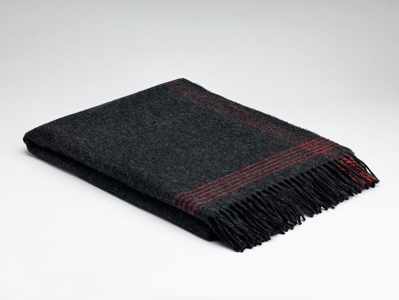 Cashmere Throw - Charcoal & Paradise