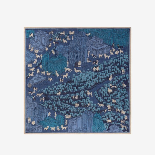 Wool Scarf "Central Park" - Blue