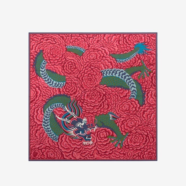 Silk-Modal Scarf "Dragon" - Fuchsia