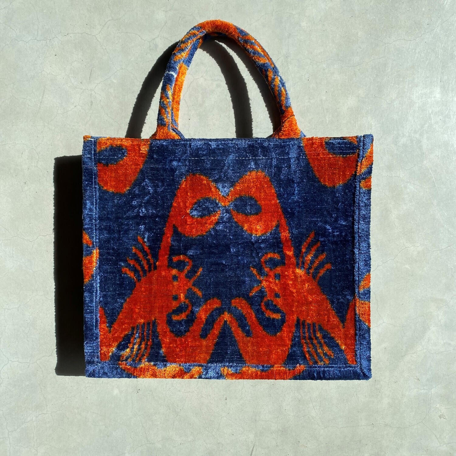 IKAT Tasche - &quot;Krebs&quot; Blau/Orange