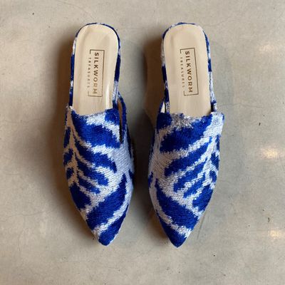 IKAT Slipper Spitz - Blau, Weiß IKAT Slipper Spitz - Blau, Weiß