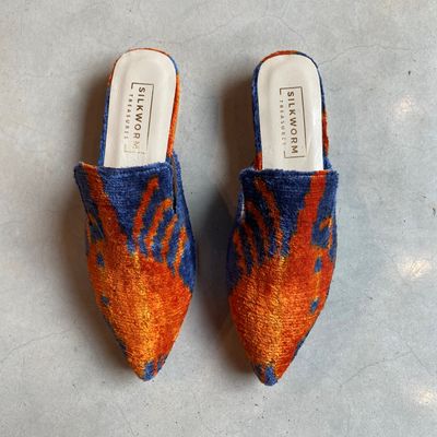 IKAT Slipper Spitz - &quot;Krebs&quot; Orange, Blau