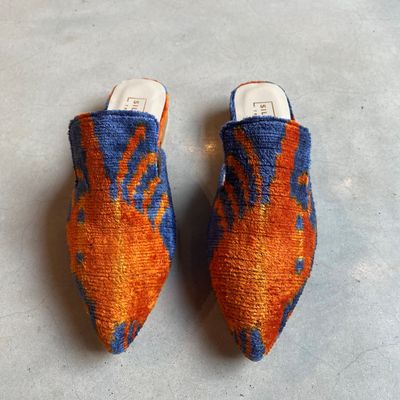 IKAT Slipper Spitz - "Krebs" Orange, Blau