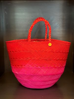 Handgeflochtene Tasche - rot, pink