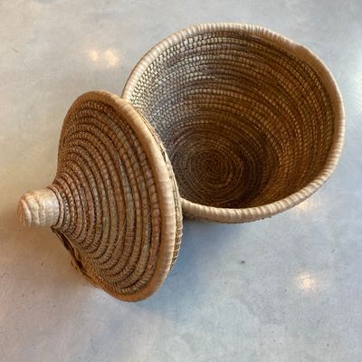 Korb 'Thioke' S - Natur/Leder