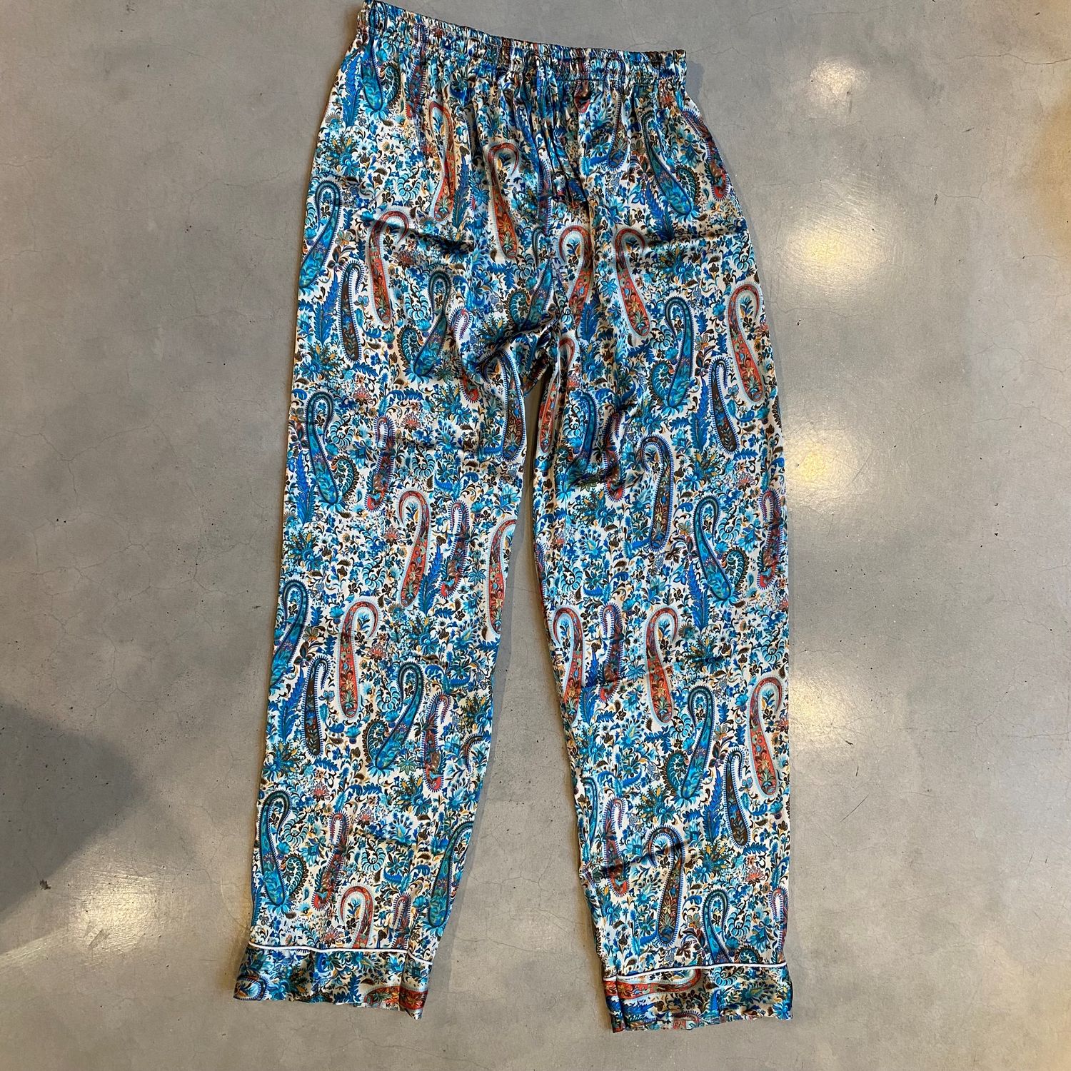 Pyjama aus Seidensatin - Blau