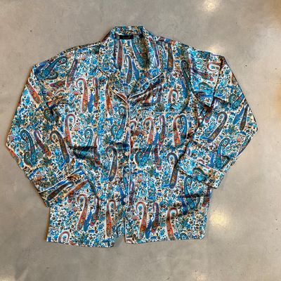 Pyjama aus Seidensatin - Blau