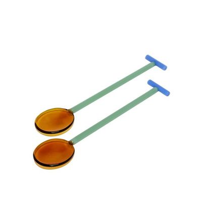 Salatbesteck - Amber/Hellgrün
