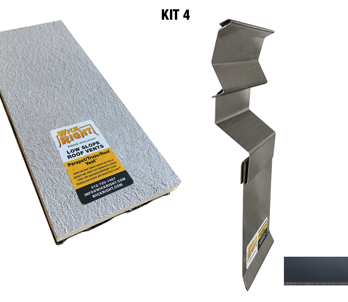 WickRight Kit 4 - Flat Roof Vent, Double Caulk Pocket Counter Flashing - 20 feet minimum order
