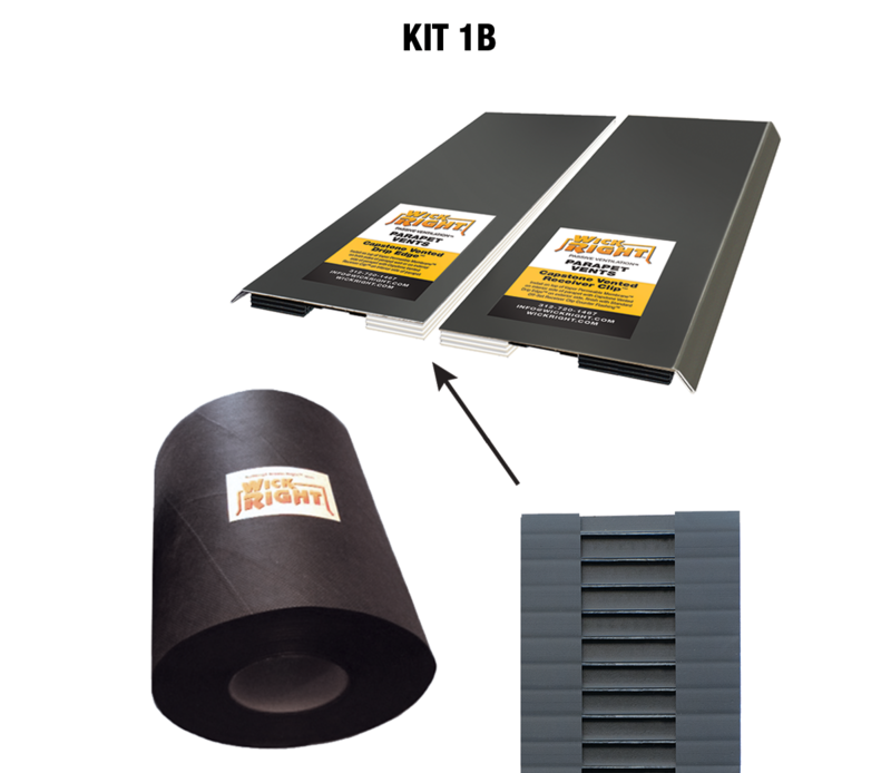 WickRight Kit 1B - Vented Drip Edge Kit for Brick/Block and Common Brick Parapets with Capstones  - Minimum order 10 feet