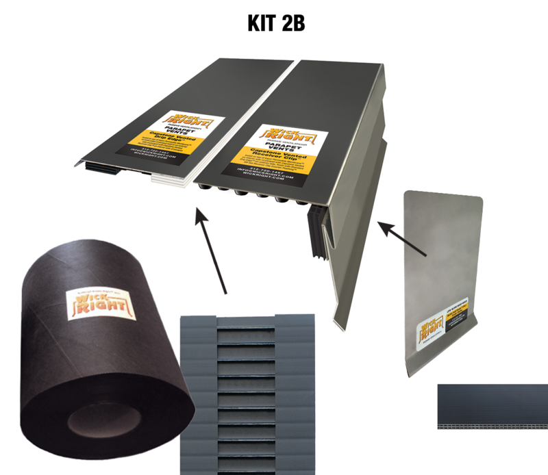 WickRight Kit 2B - Drip Edge and Receiver Clip with Filler for Brick/Block and Common Brick Parapets - Minimum Order 10 feet