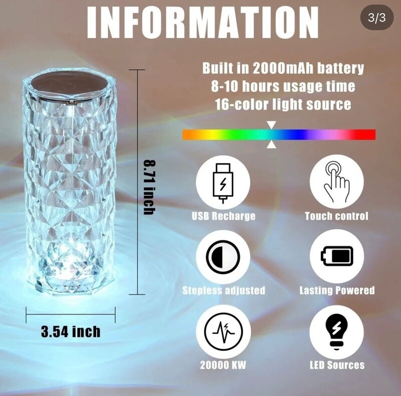 Crystal Diamond Touch Table Lamps