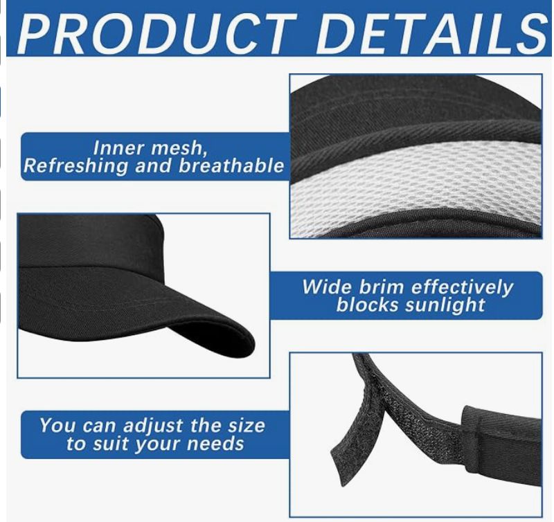 Black Adjustable Sport Sun Visor Hats Golf Cap Black Adjustable Sport Sun Visor Hats Golf Cap