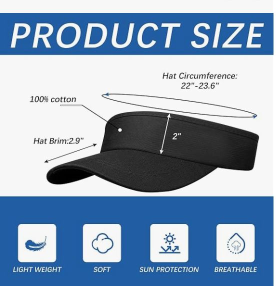 Black Adjustable Sport Sun Visor Hats Golf Cap