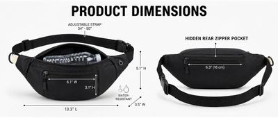Black Fanny bag for Men and Women, Crossbody Waist Bag Black Fanny bag for Men and Women, Crossbody Waist Bag