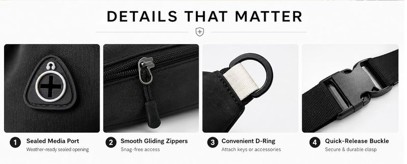 Black Fanny bag for Men and Women, Crossbody Waist Bag