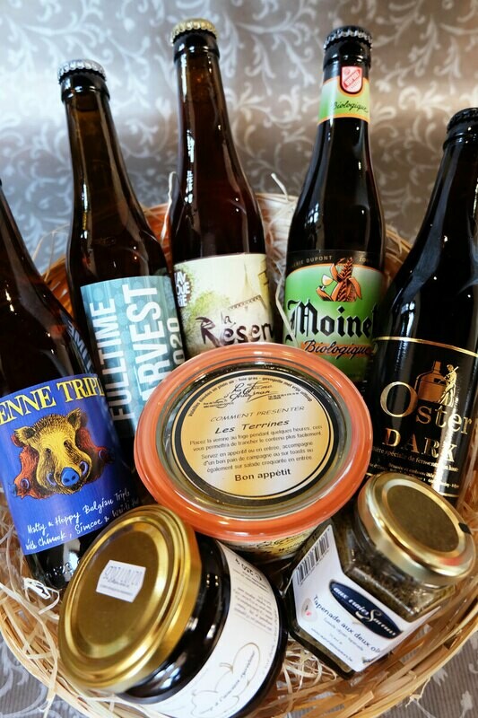 Panier de bières et produits de bouche à 30€