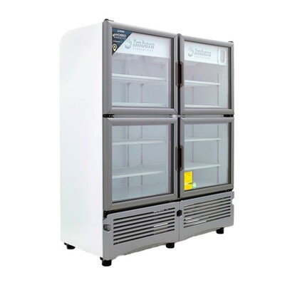 Refrigerador Vertical Imbera 35´ Luz Led 8 Parrillas 4 Puertas Cristal Blanco VRQ35
