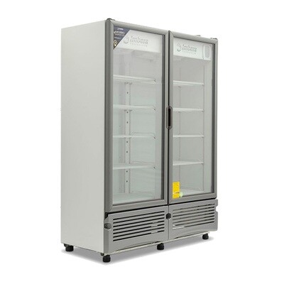 Refrigerador Vertical Imbera 42´ Luz Led 8 Parrillas 2 Puertas Cristal Blanco G342-2P