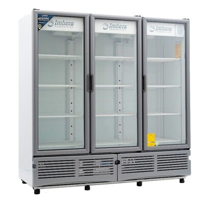 Refrigerador Vertical Imbera 42´ Luz Led 8 Parrillas 3 Puertas Cristal Blanco G3T72