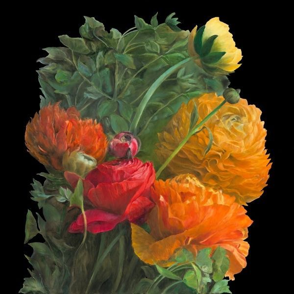 Blumen auf schwarz