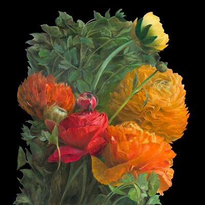 Blumen auf schwarz