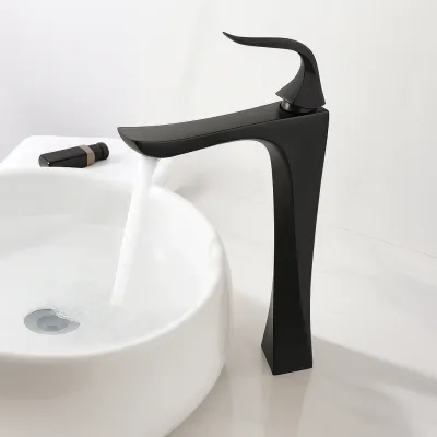 خلاط حوض عالي ديكور ملفوف اسود ارتفاع 31 سم استيراد