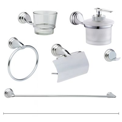 3100 طقم اكسسوار حمام نيكل كروم ٦ قطع بديسبنسر صابون زجاج من دريم