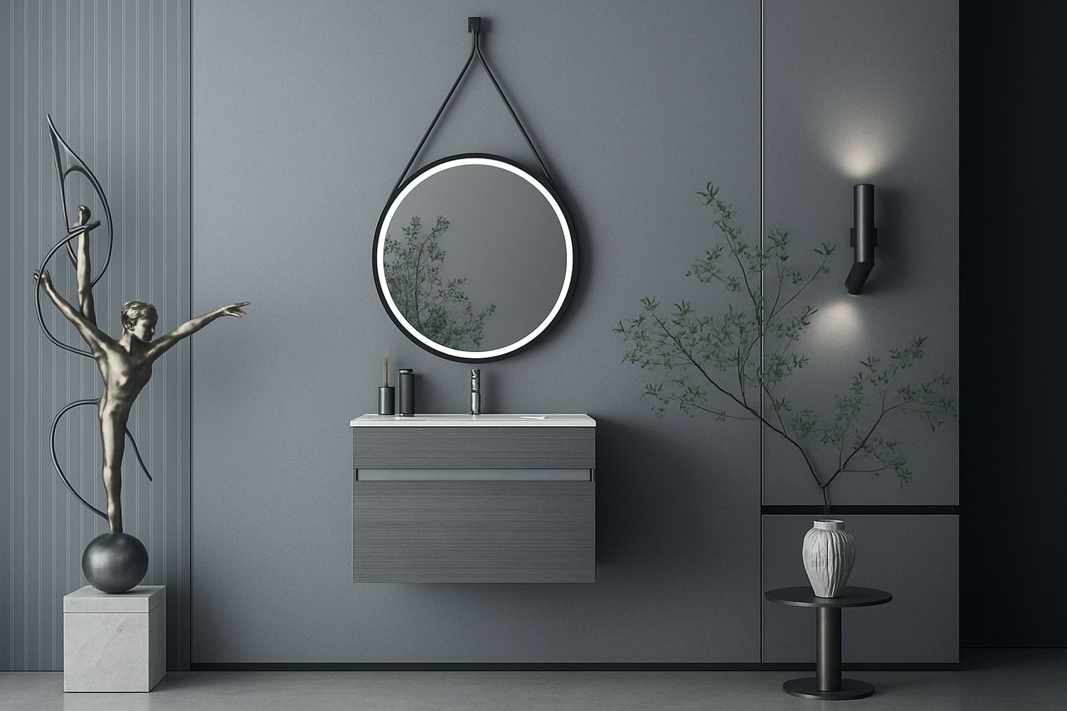 DOVVO وحدة بورديوم ٦٠*٥٠ سم رمادي 752 بالحوض الابيض من