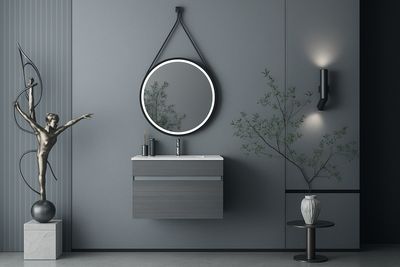 DOVVO وحدة بورديوم ٦٠*٥٠ سم رمادي 752 بالحوض الابيض من