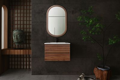 DOVVO وحدة كابري خشبي ٨٠*٥٠ سم بالحوض الابيض من