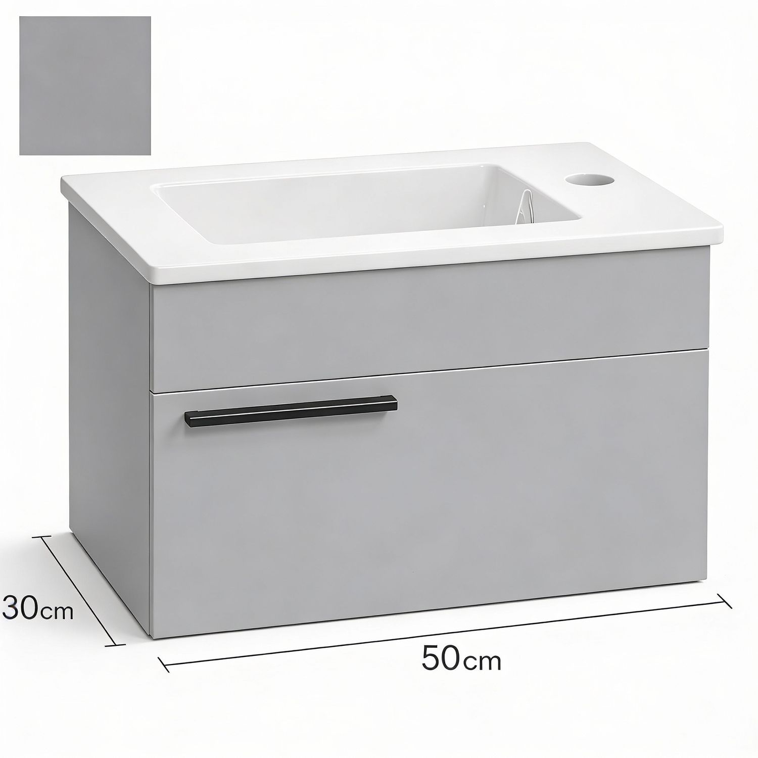 DOVVO وحدة حمام دوفو بورديوم رمادي لامع ٥٠*٣٠ سم بالحوض الابيض من