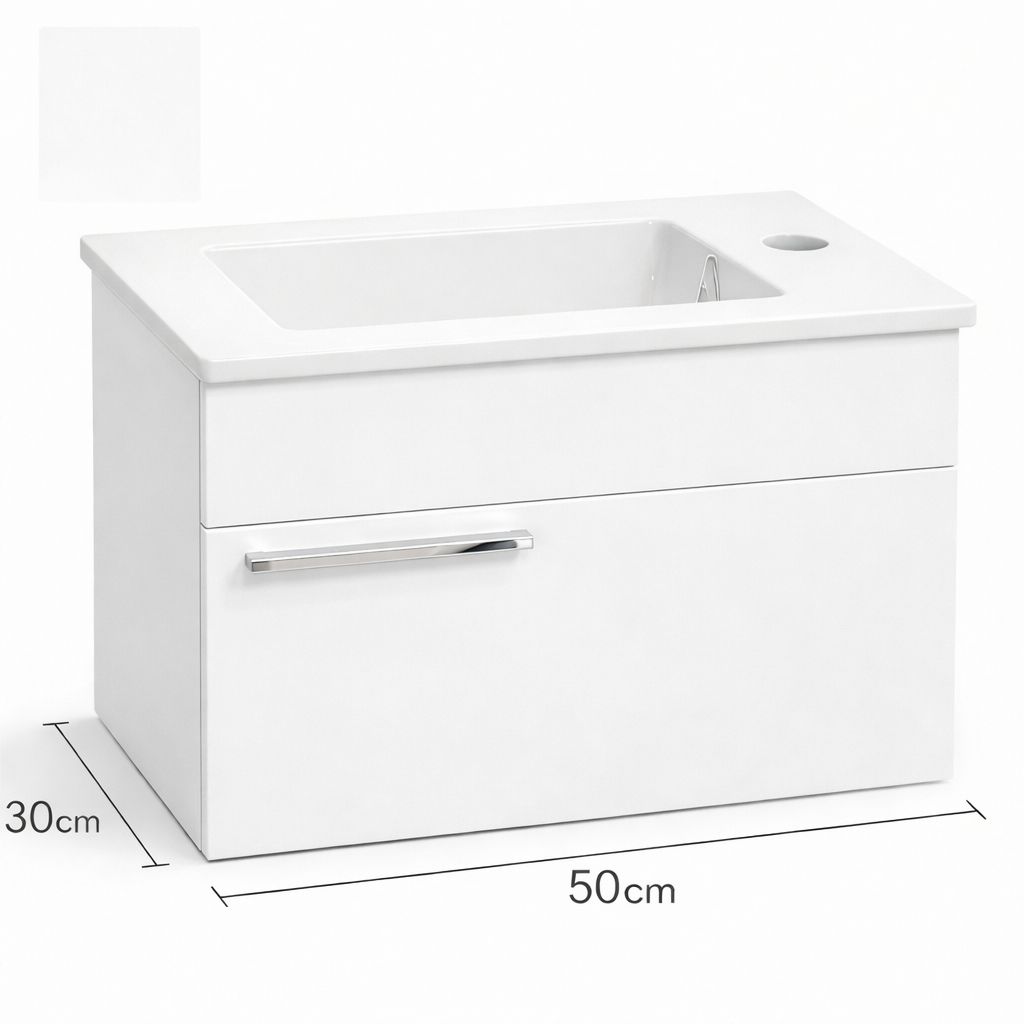 DOVVO وحدة حمام دوفو بورديوم ابيض ٥٠*٣٠ سم بالحوض الابيض من