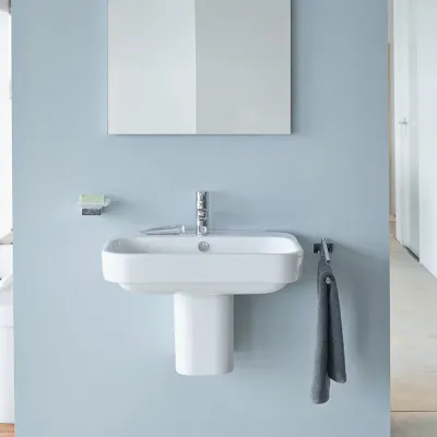 حوض ٦٥ سم بالعامود المعلق هابي دي 2 ابيض من ديورافيت