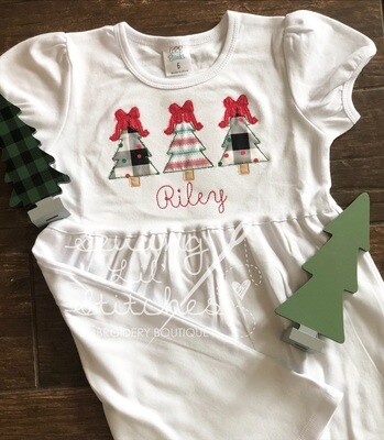 Christmas Tree Trio with Bows Dress