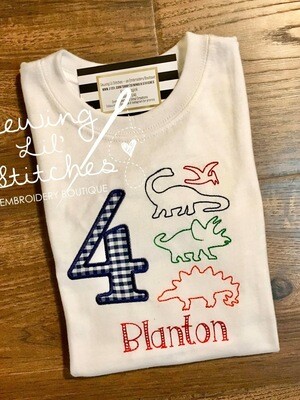 Dino Silhouette Birthday Shirt
