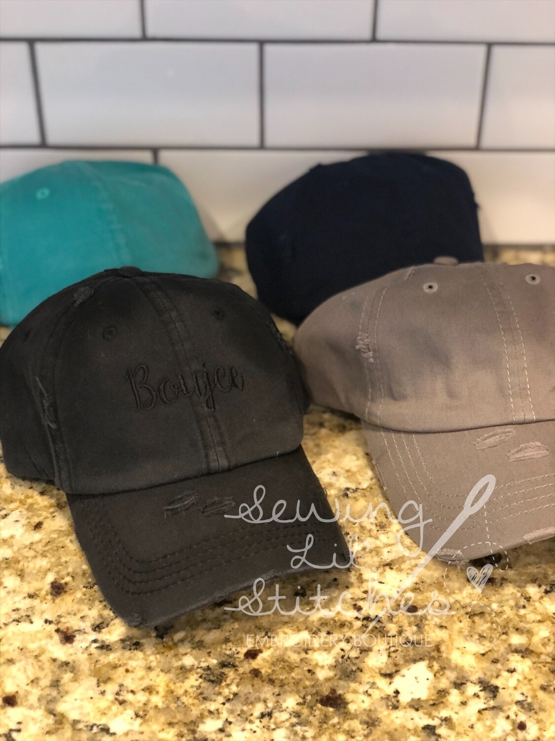 Boujee Distressed Ponytail Hat
