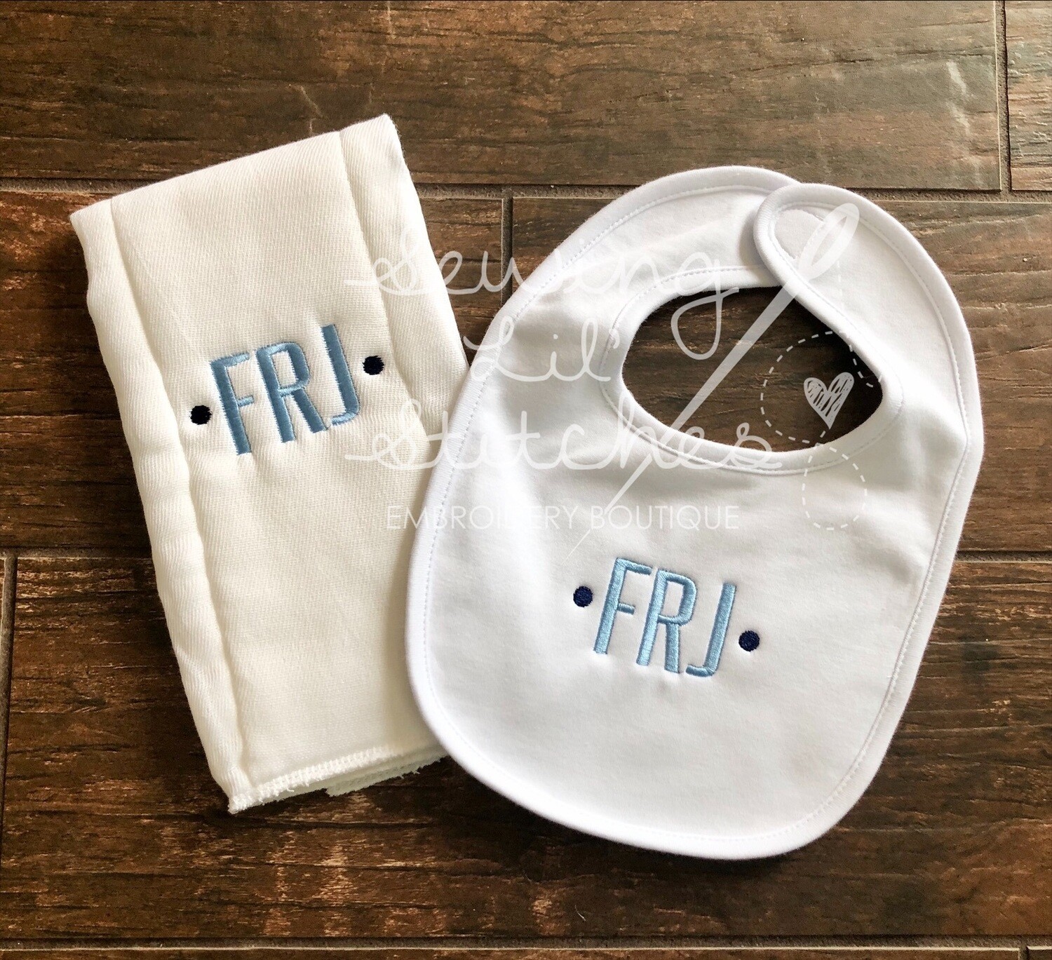 Monogrammed Burp Cloth &amp; Bib