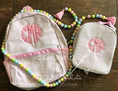 Applique Monogrammed Backpack &amp; Lunchbox Set
