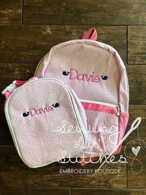 Seersucker Backpack &amp; Lunchbox Set