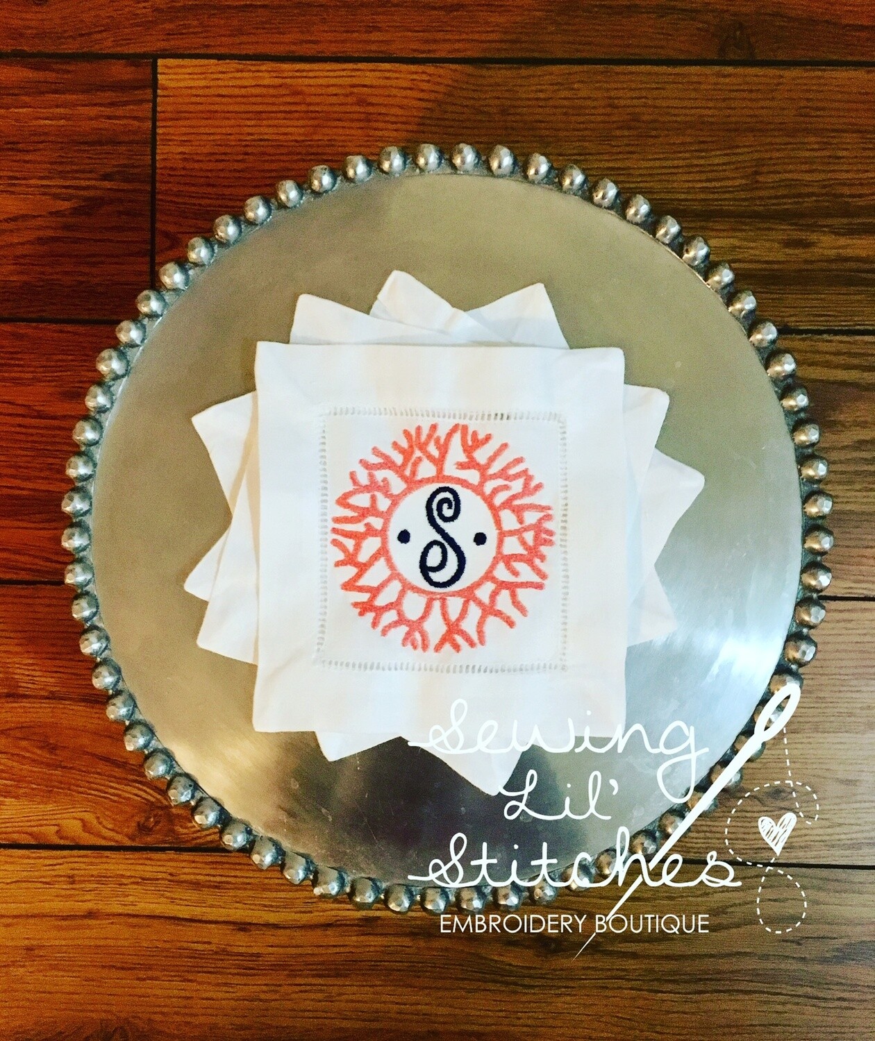 Coral Cocktail Napkins - set of 4