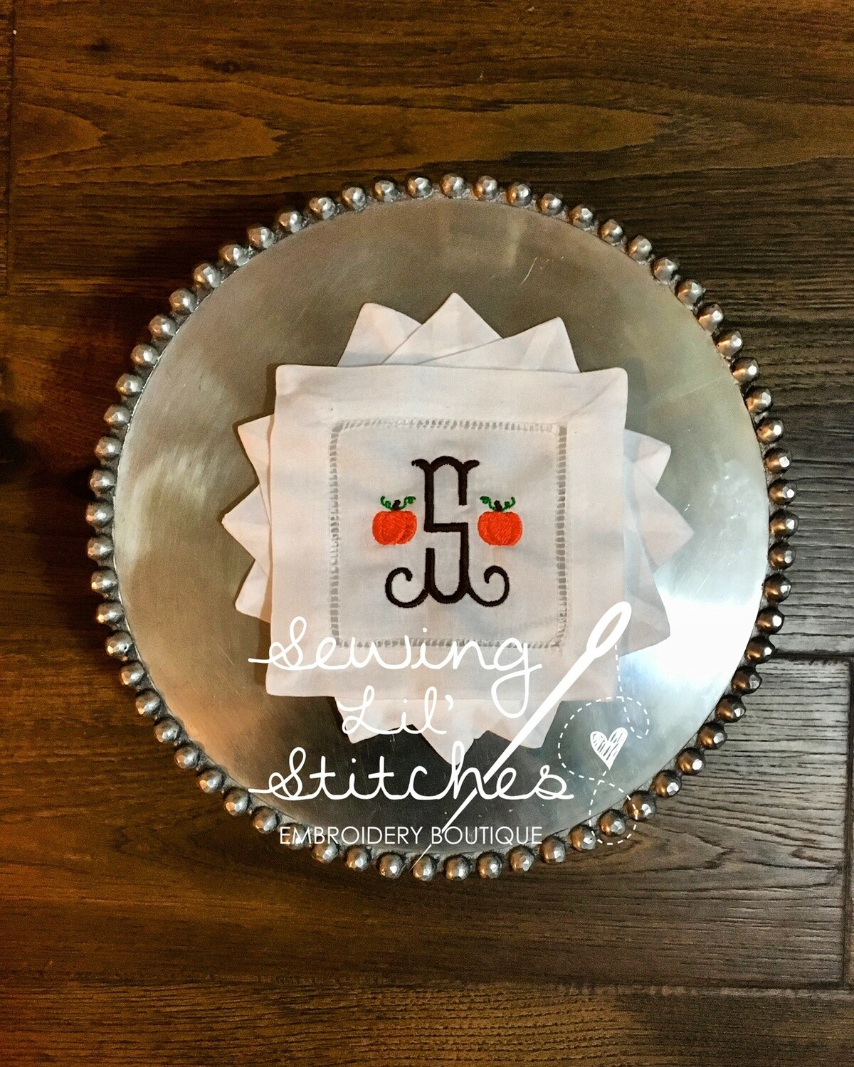 Initial Pumpkin Cocktail Napkins - set of 4