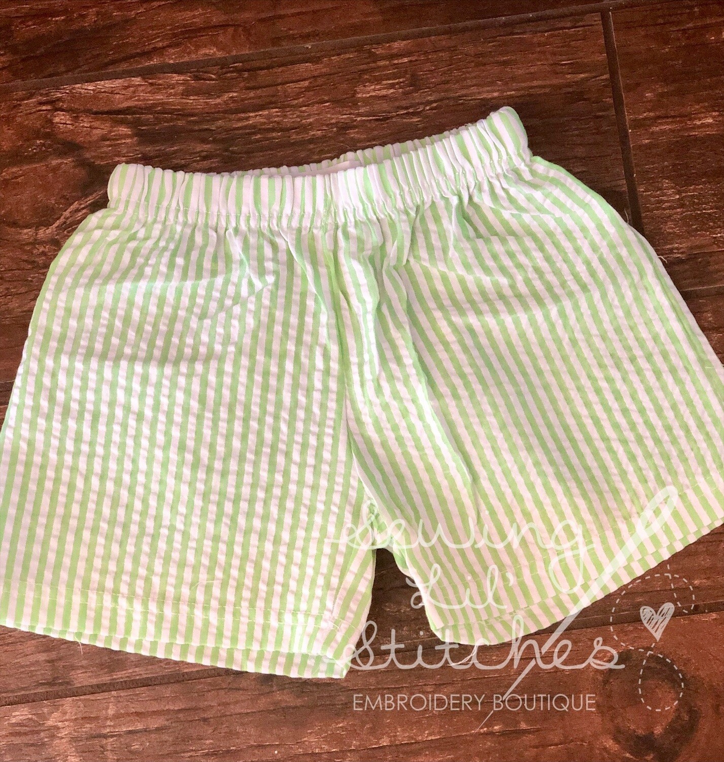 Green Seersucker Shorts